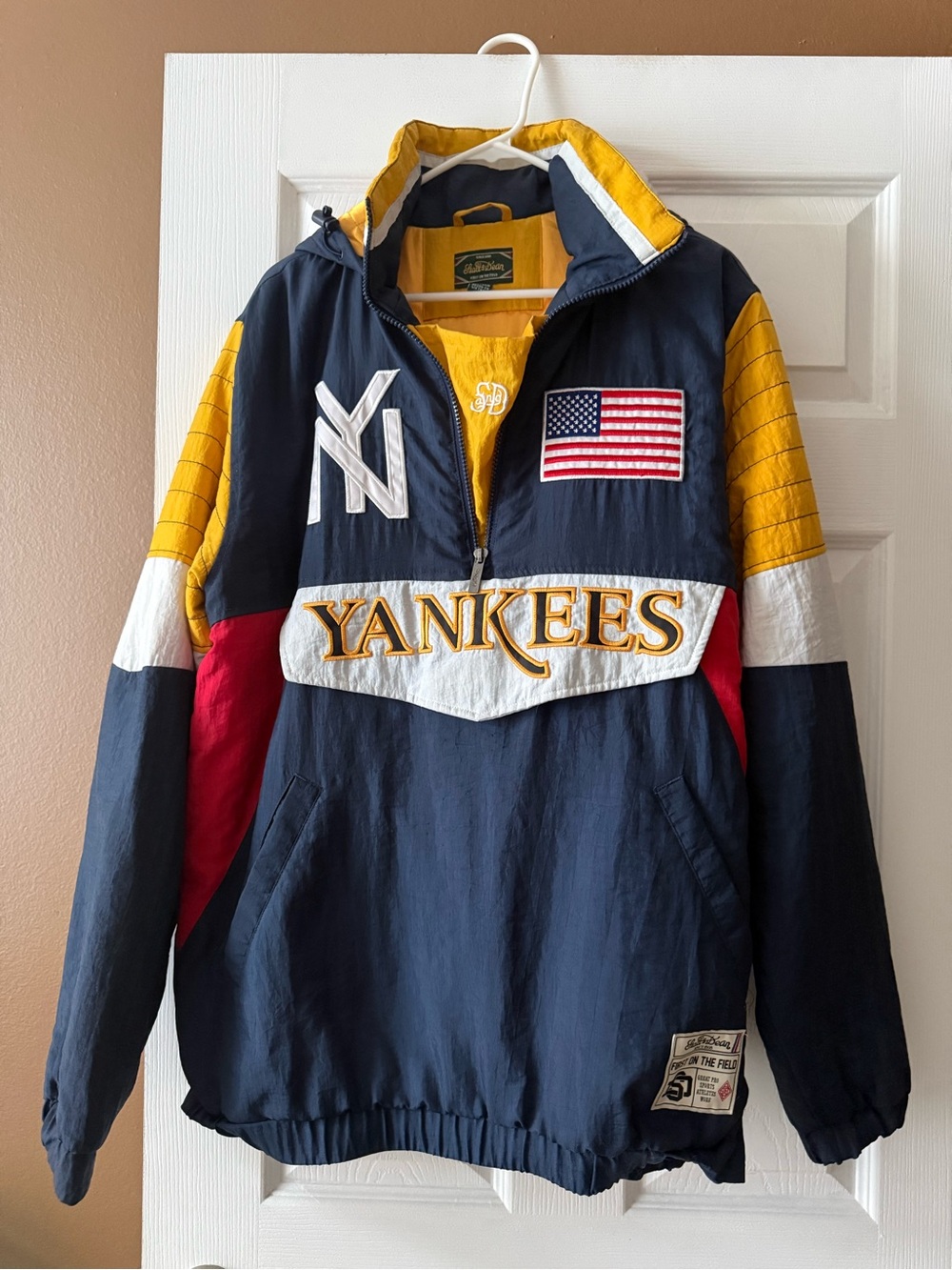 Stall & Dean Vintage Yankees Colorblock Pullover Jacket - Navy/Gold